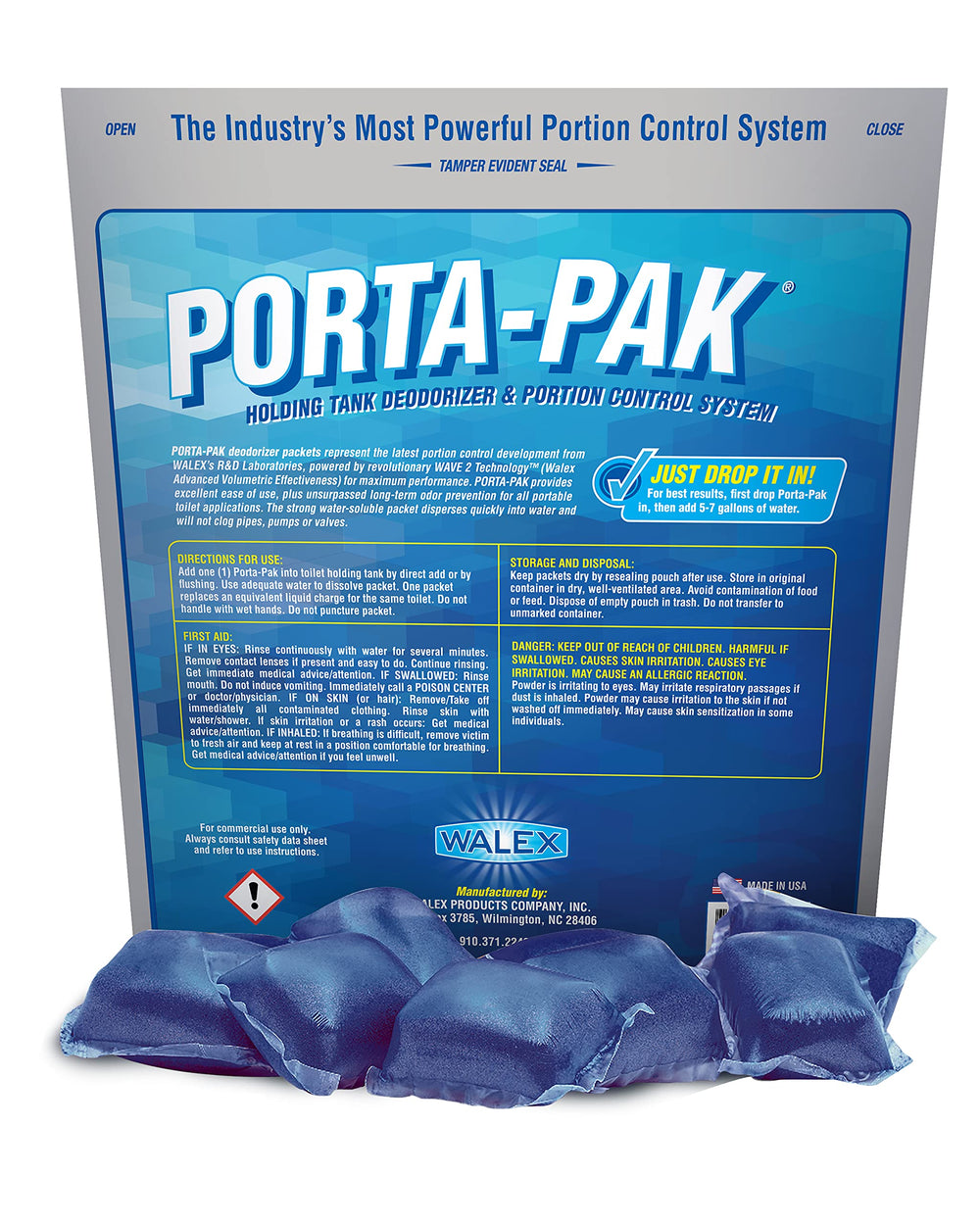 Walex closeup of a Porta-Pak tablet highlighting quick-dissolve benefit