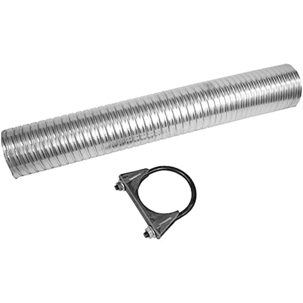 Walker 36326 front view showing full 18-inch flex pipe and clamp for reliable fit