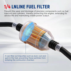 waltyotur inline filter fitted on mower hose demonstrating easy install