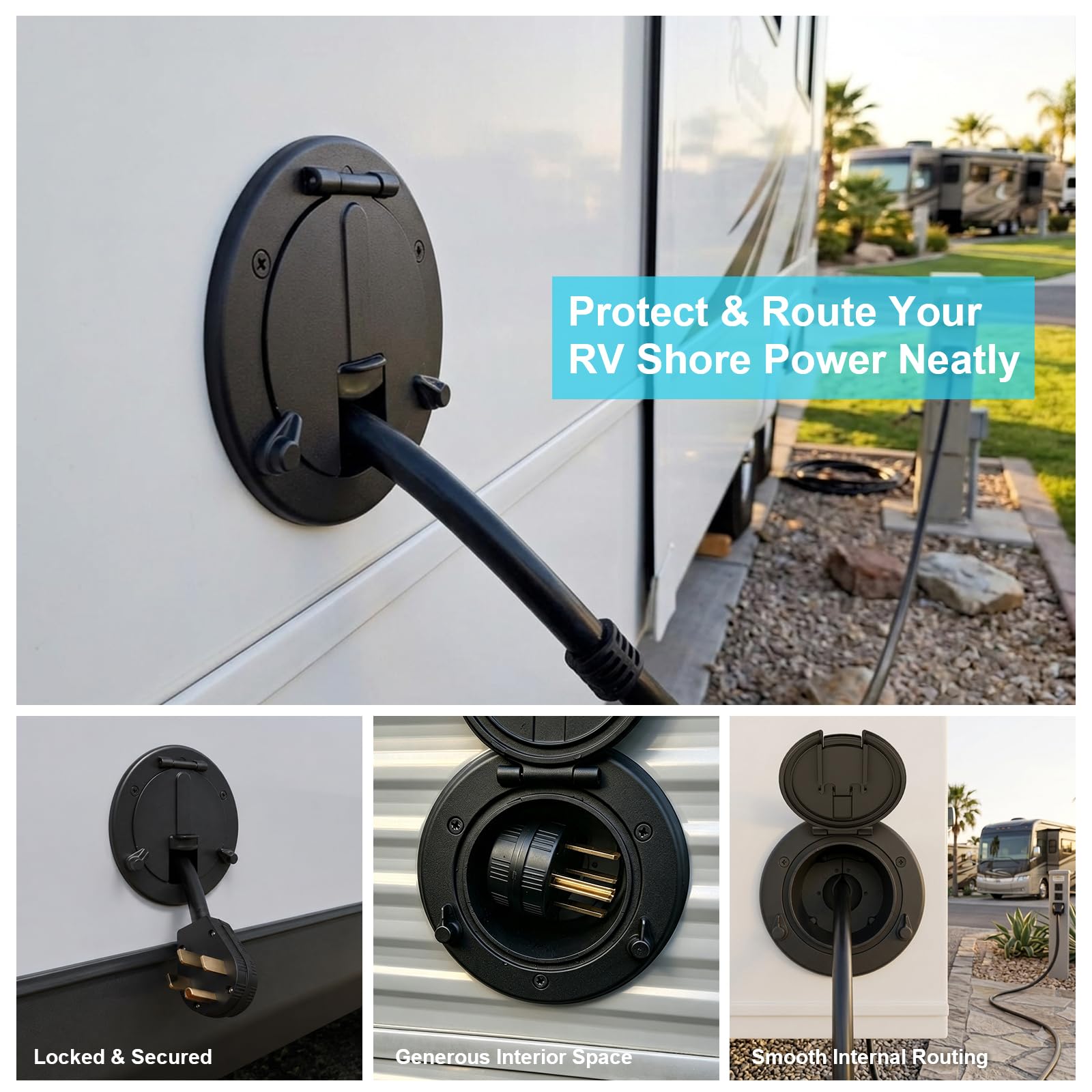 WanDwel mounted on RV side illustrating easy integration and exterior protection