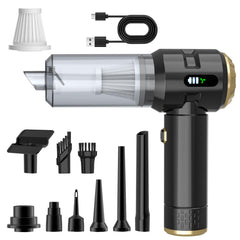 Wansimoo front view gold handheld vacuum showing compact design and portability