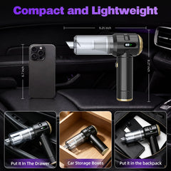 Wansimoo cleaning car seat crevice demonstrating strong suction and convenience