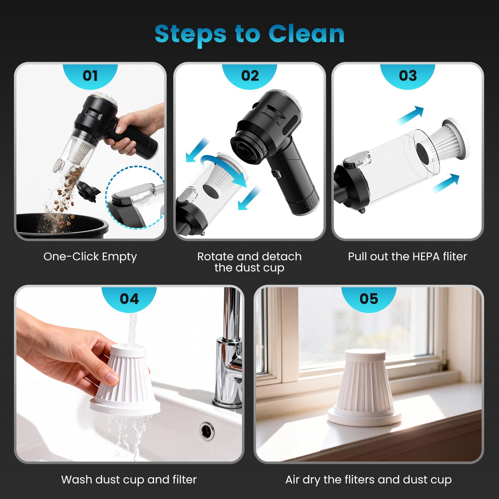 Wansimoo in use inside car interior cleaning crumbs and pet hair efficiently