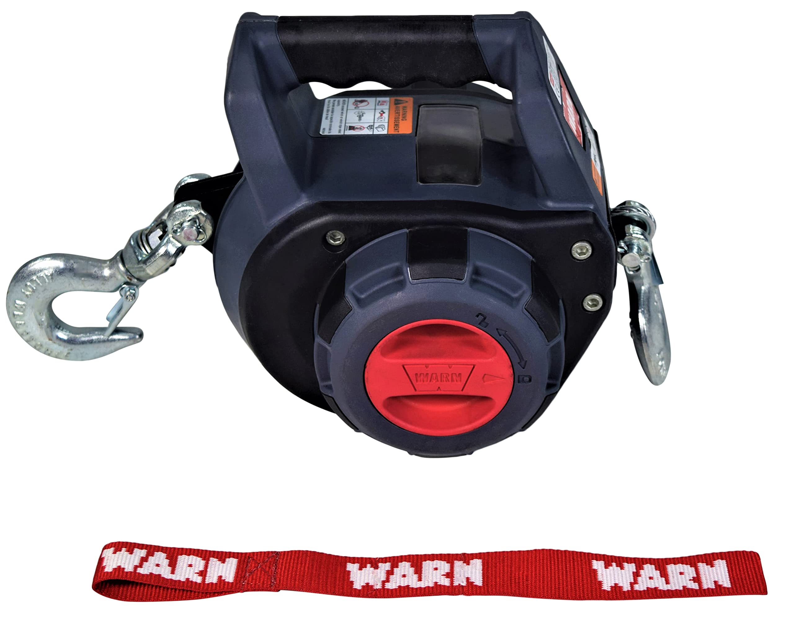 WARN Drill Winch front view showing compact design and portability benefit