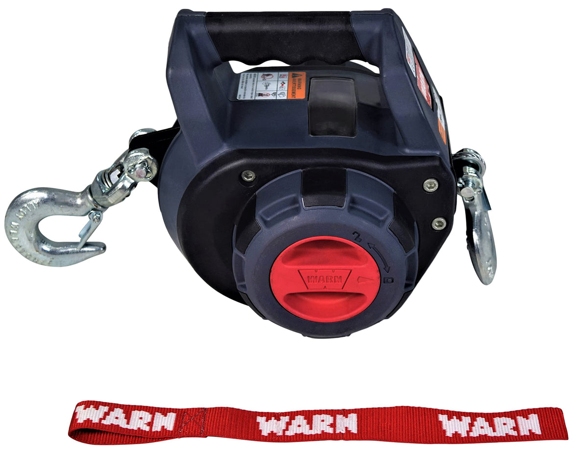 WARN Drill Winch front view showing compact design and portability benefit