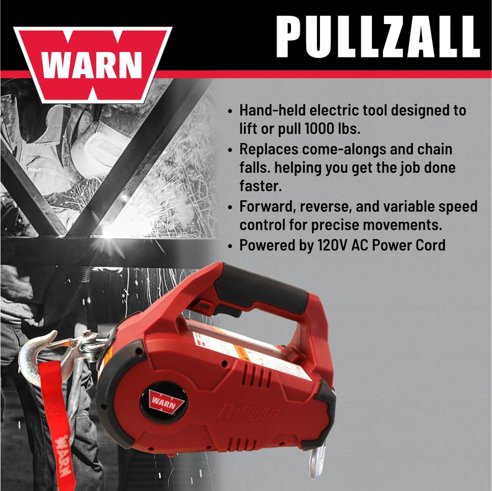 WARN PullzAll mounted on a workbench demonstrating shop-ready setup