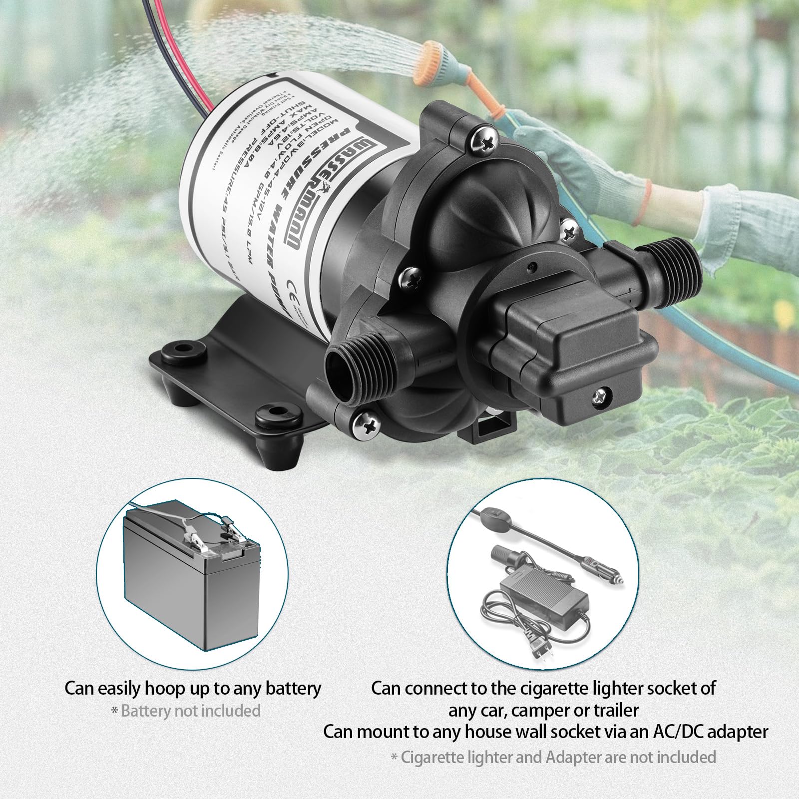 WASSERMANN pump in a campsite setup supplying water to camper fixtures