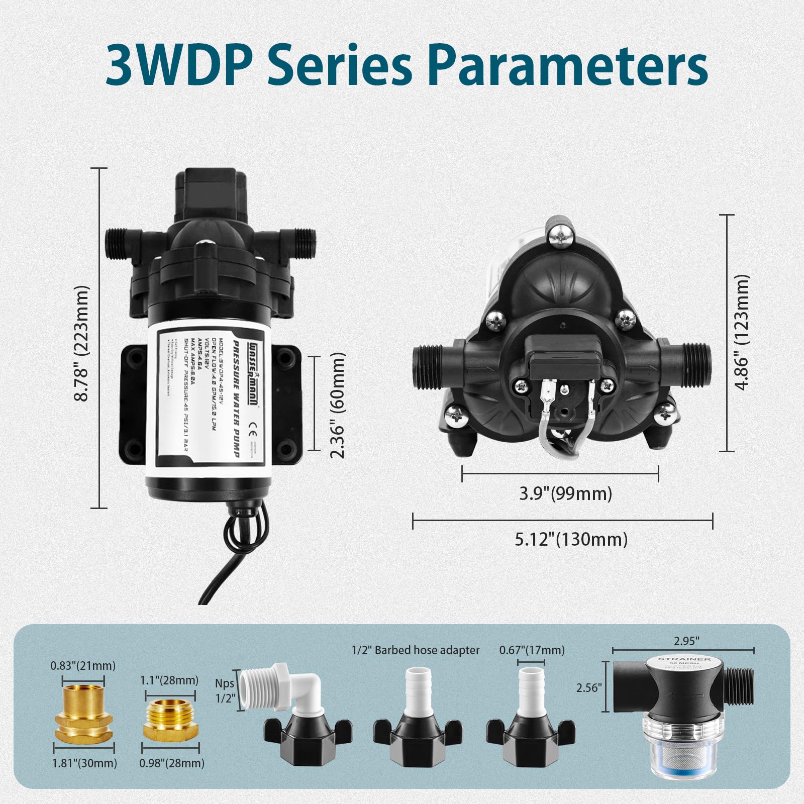WASSERMANN pump held in hand showing compact size for space savings