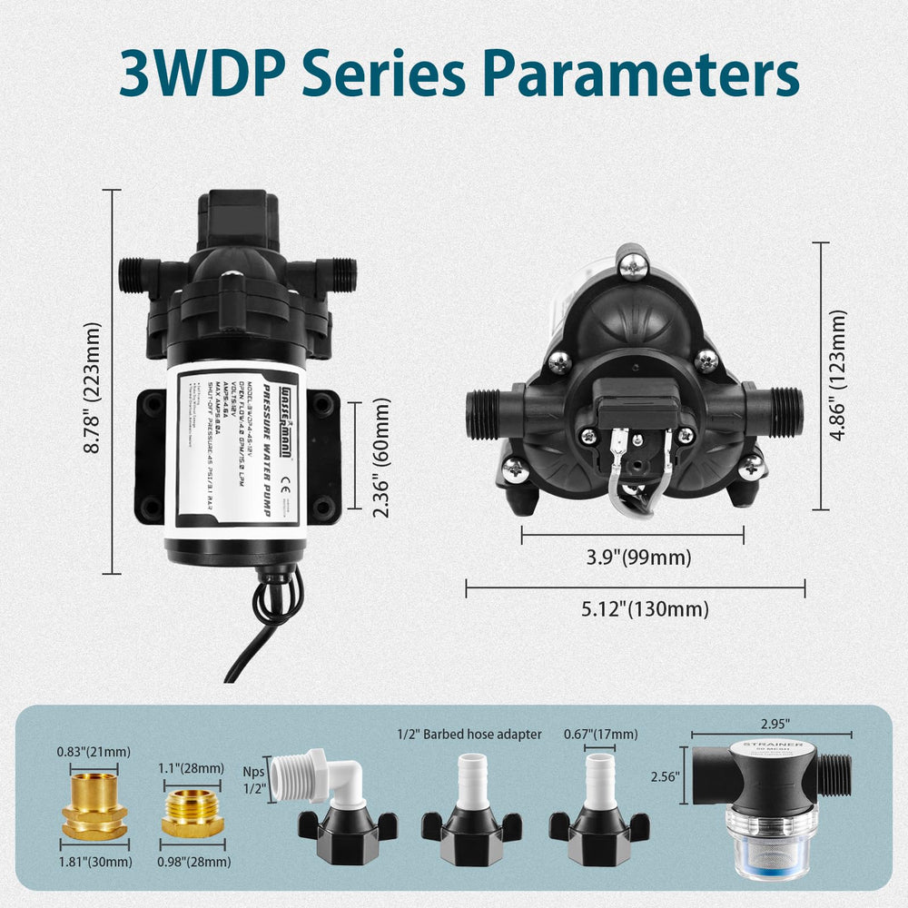 WASSERMANN pump held in hand showing compact size for space savings
