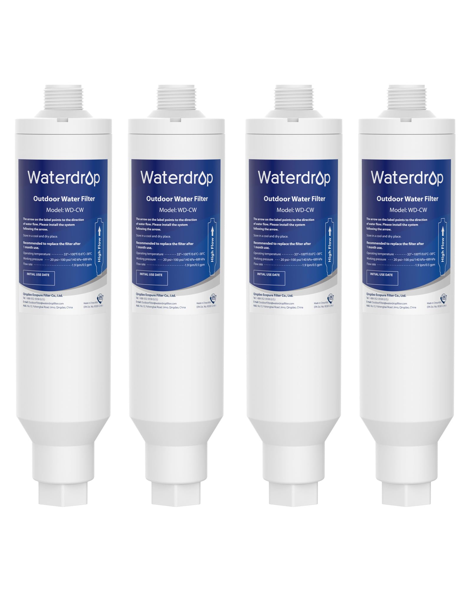 Waterdrop front view showing compact design and garden-hose connection benefit