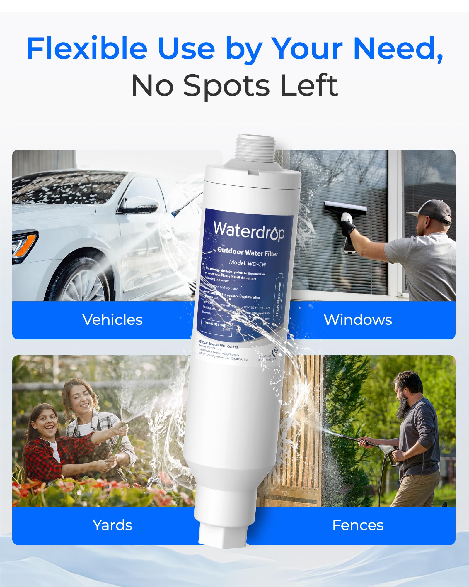 Waterdrop retail packaging with spare cartridge for easy replacements