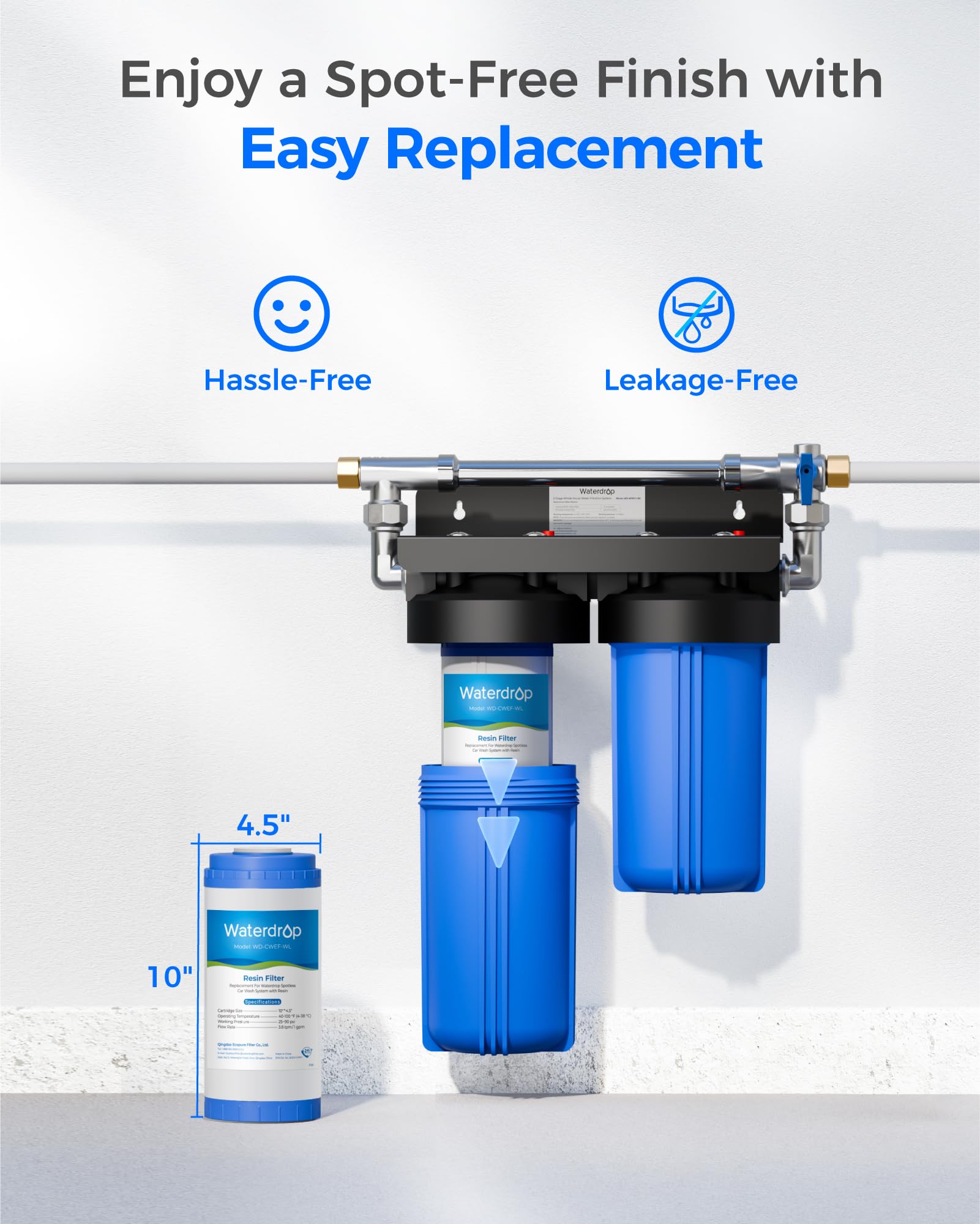 Waterdrop filter held by hand illustrating compact size and easy handling benefit