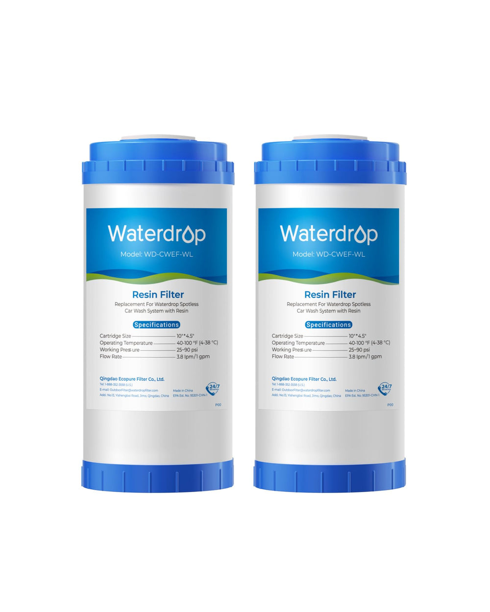 Waterdrop front view of replacement canister showing clean design and easy install benefit