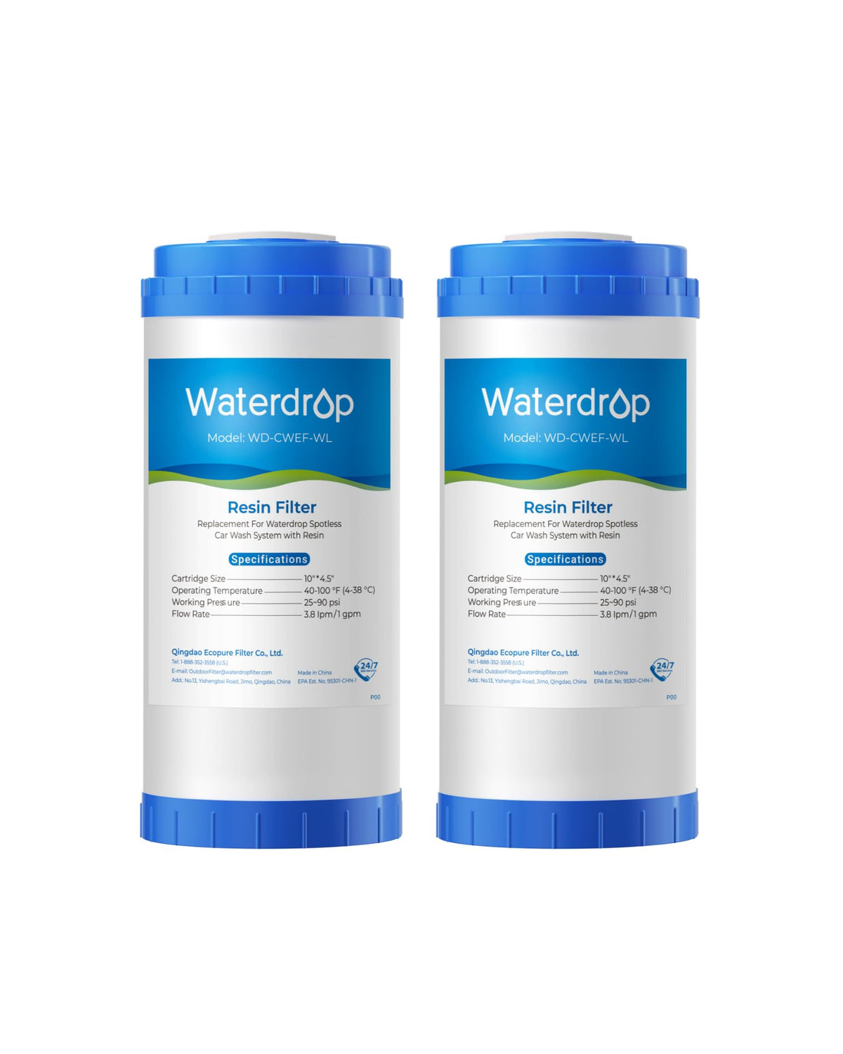 Waterdrop front view of replacement canister showing clean design and easy install benefit