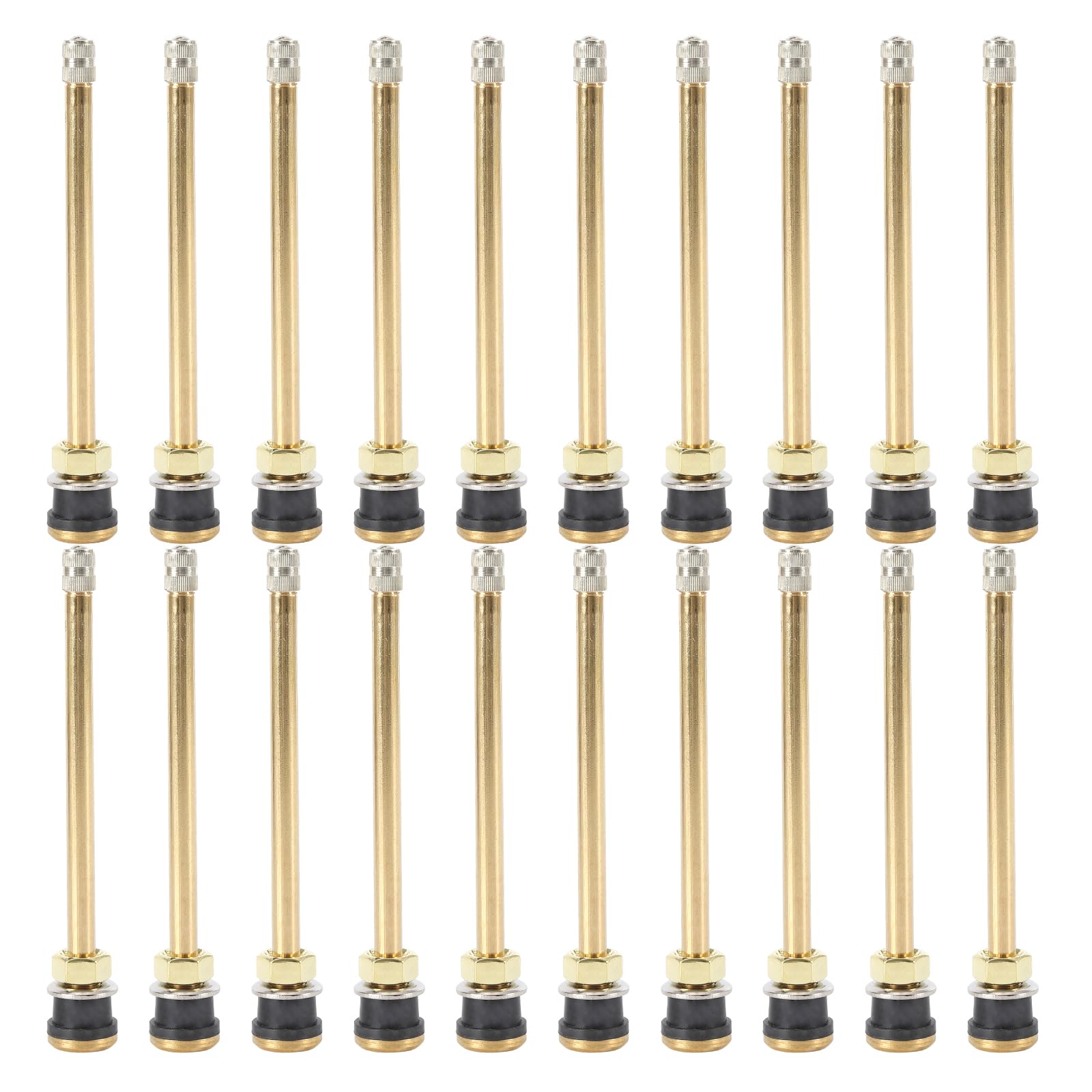 WAYASDCU front view of 20-pack TR574 valve stems showing kit contents and benefit of bulk supply