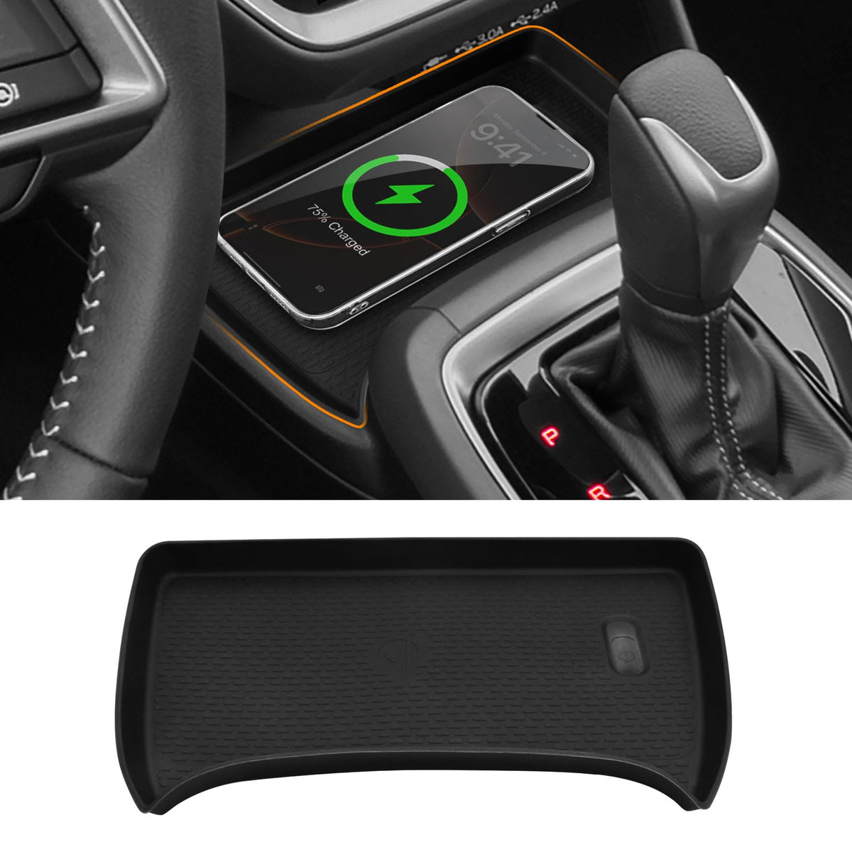 WBLATP front-fit console mat showing precise fit and protection