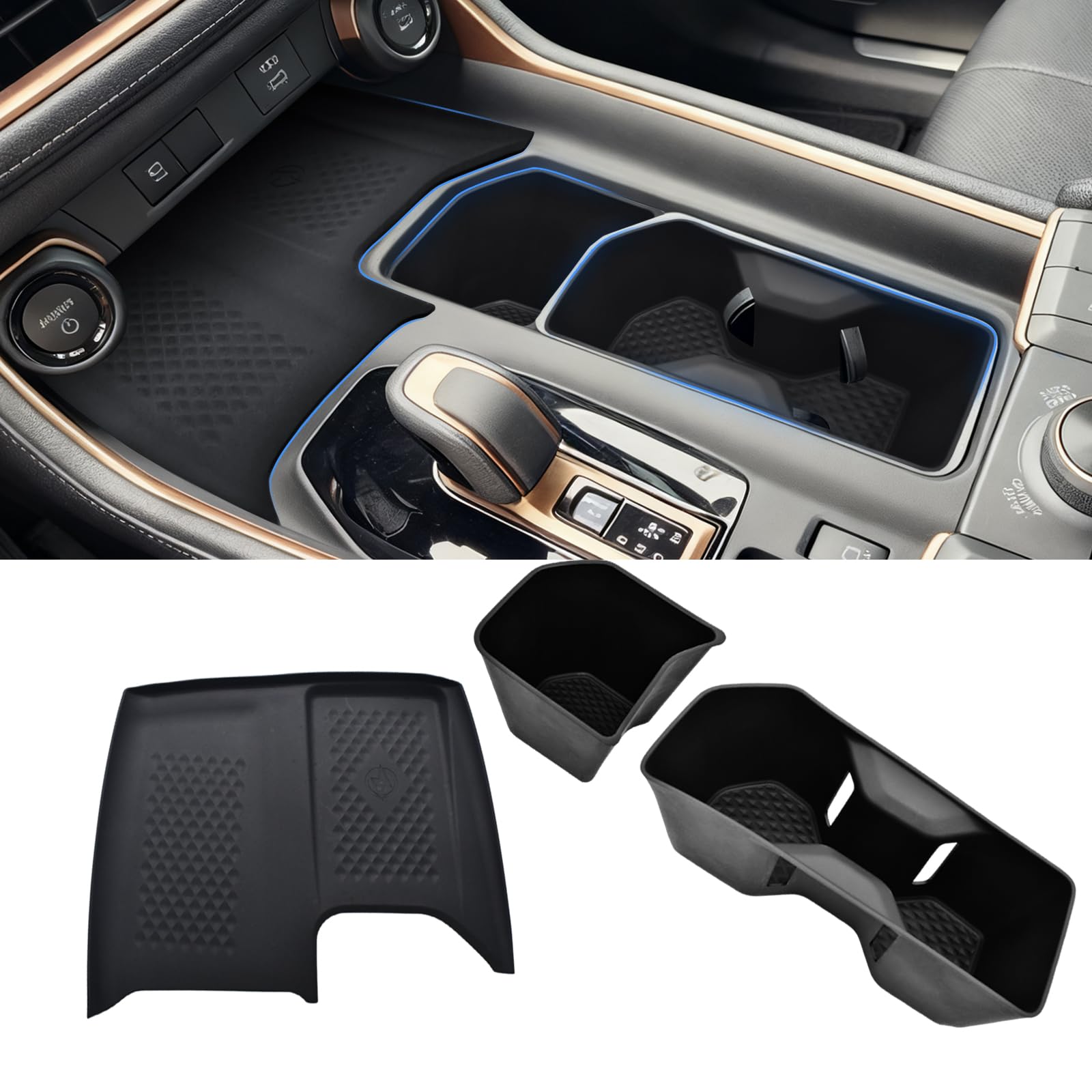 WBLATP front installed console showing seamless OEM look and upgraded styling