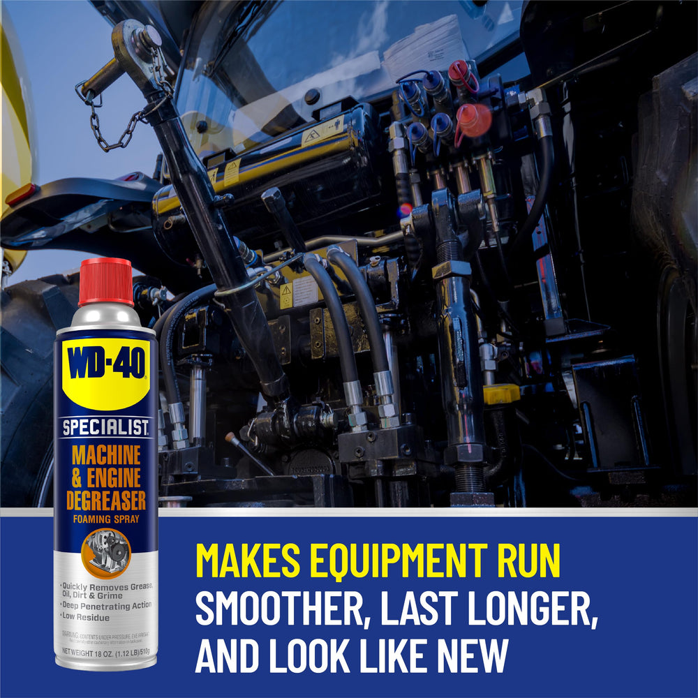 WD-40 Specialist cleaned versus soiled metal surface showing visible grime removal