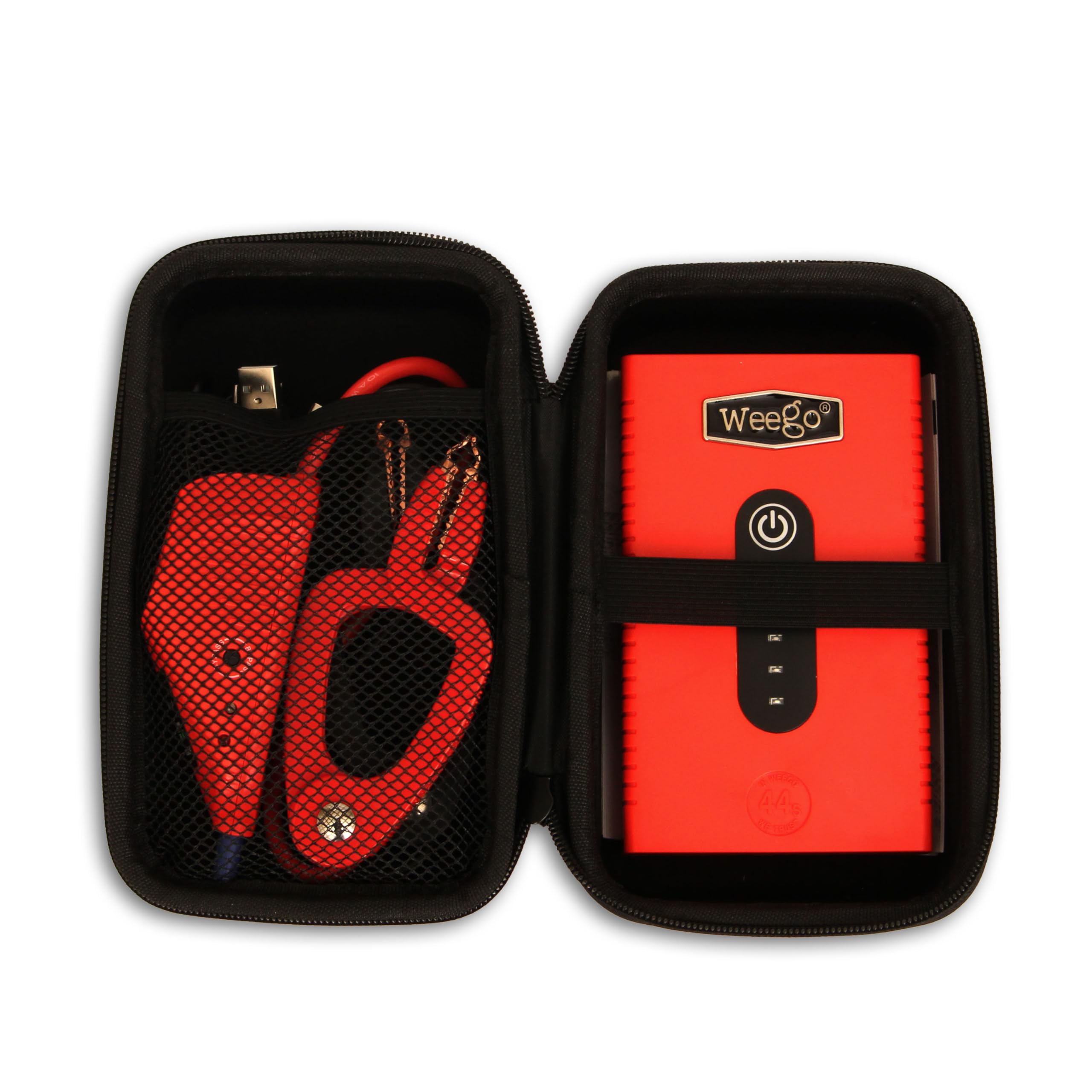 Weego 44s with carrying case in roadside kit highlighting organized portability