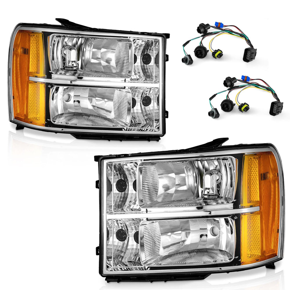WEELMOTO chrome headlights front packaging showing factory-fit replacement benefit