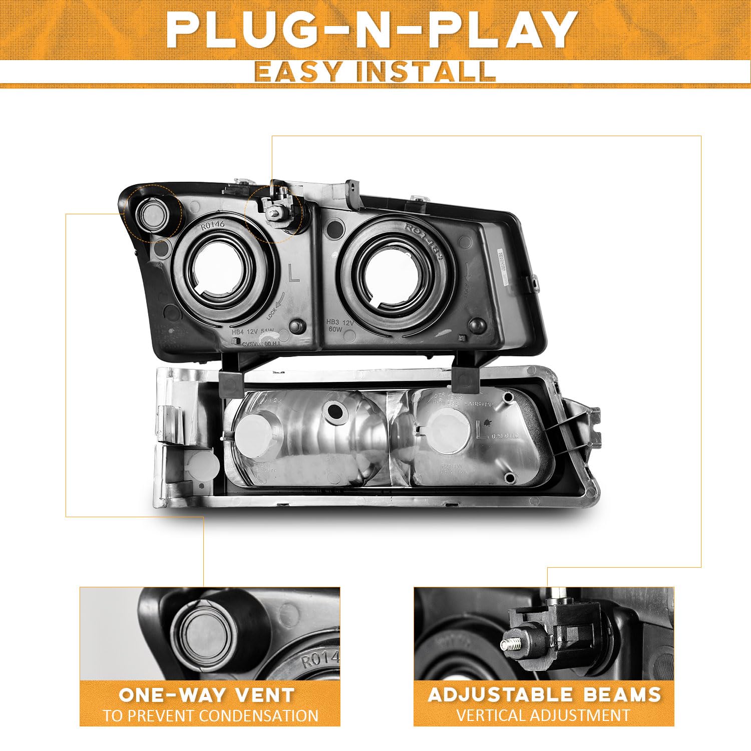 WEELMOTO headlight installed on Chevy Silverado demonstrating direct fit
