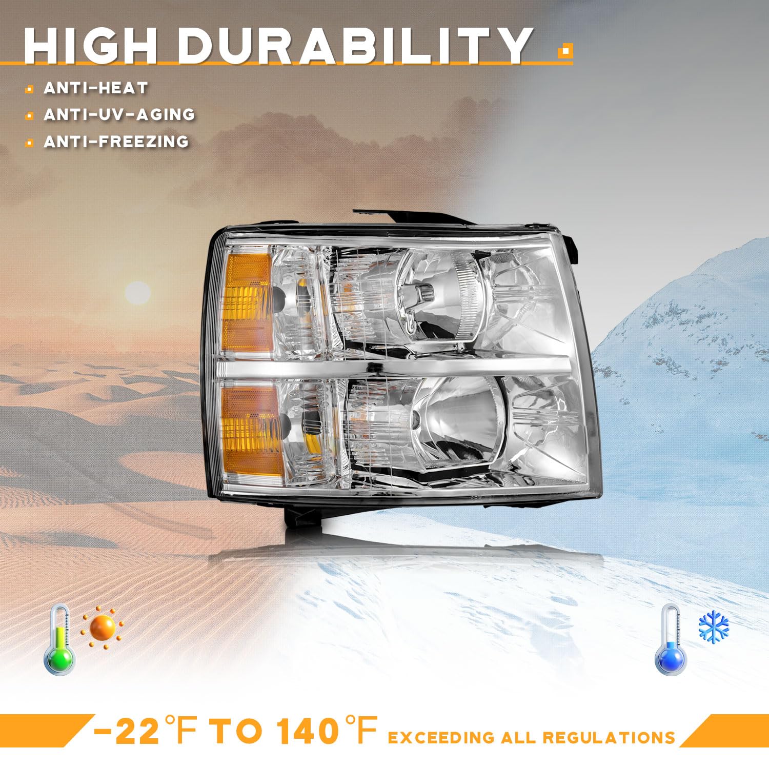 WEELMOTO headlight installed on Silverado demonstrating restored factory look