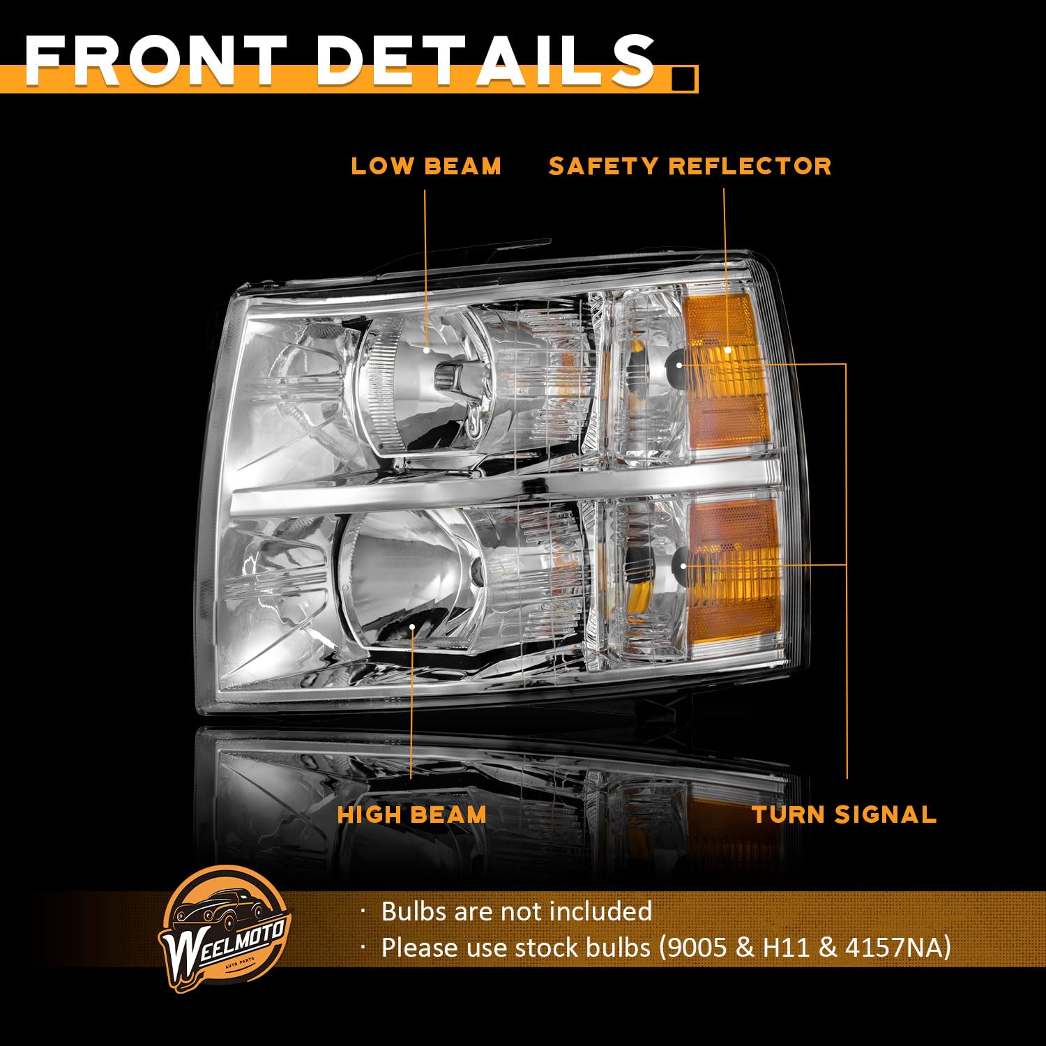 WEELMOTO headlight beside tools showing scale and easy installation