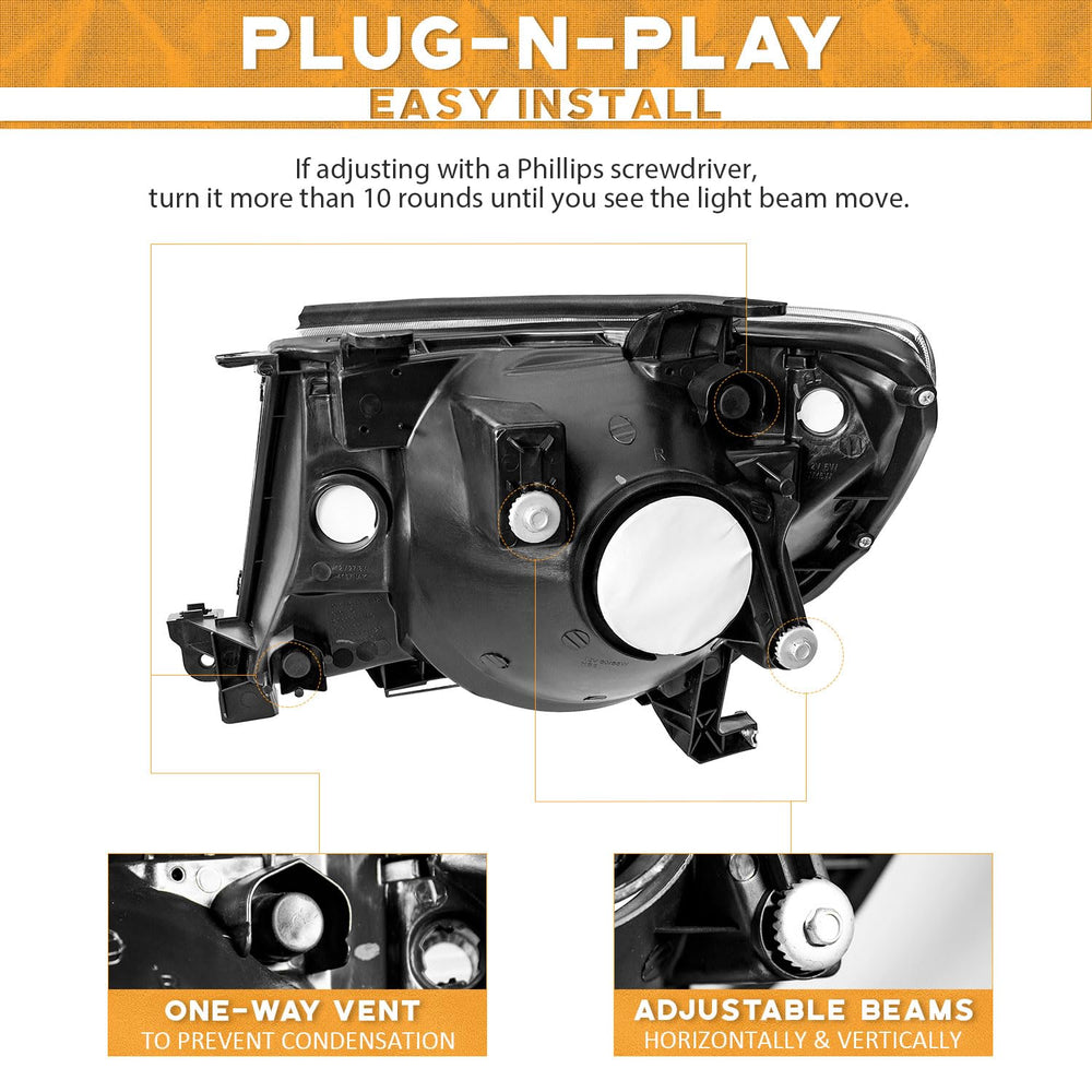 WEELMOTO headlight installed on a 2008 Tacoma demonstrating direct-fit ease