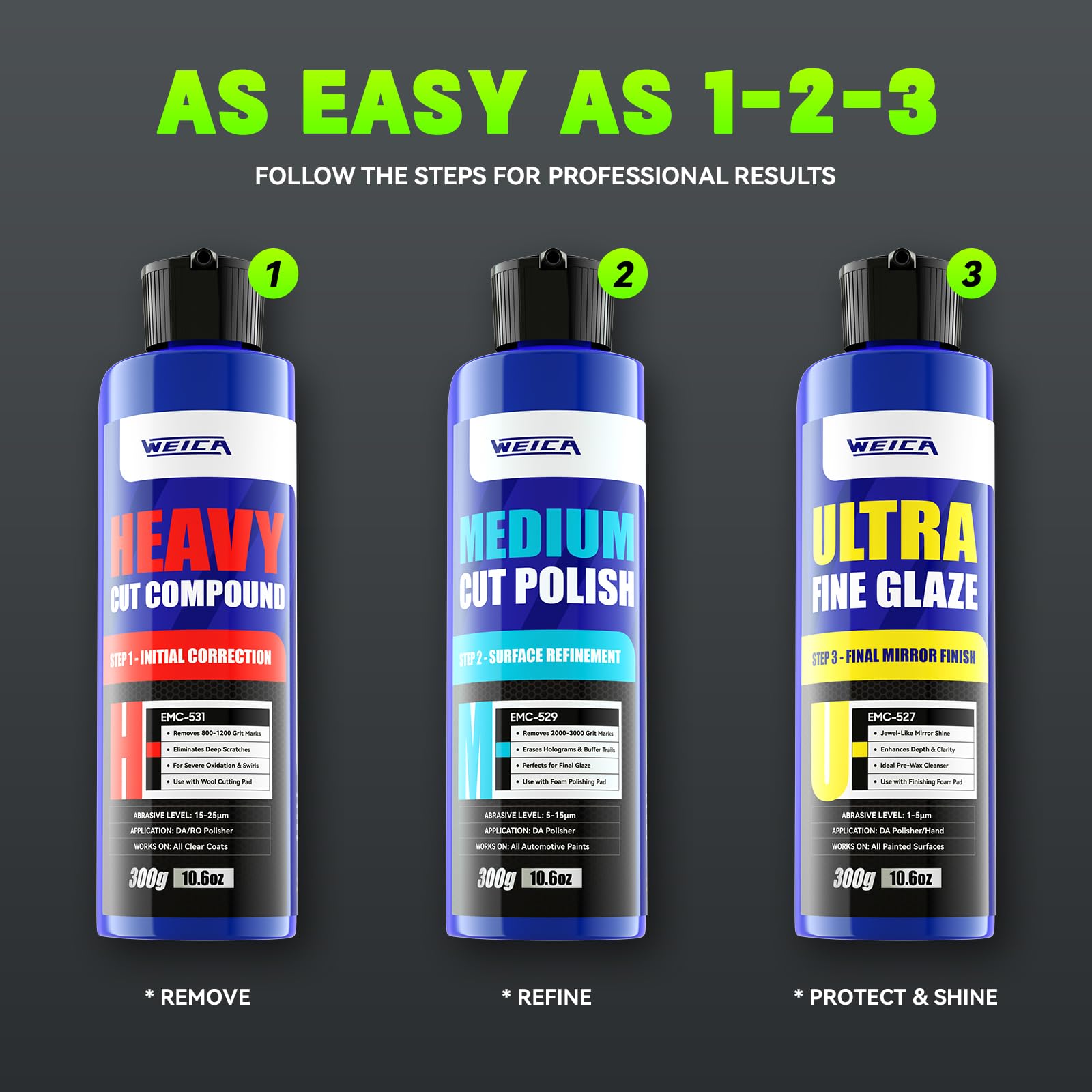 WEICA Medium Polish texture close-up showing smooth paste ideal for swirl removal
