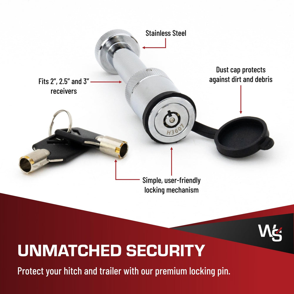 Weigh Safe pin installed in receiver providing dependable trailer security