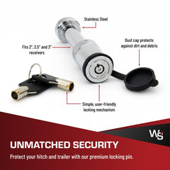 Weigh Safe pin installed in receiver providing dependable trailer security
