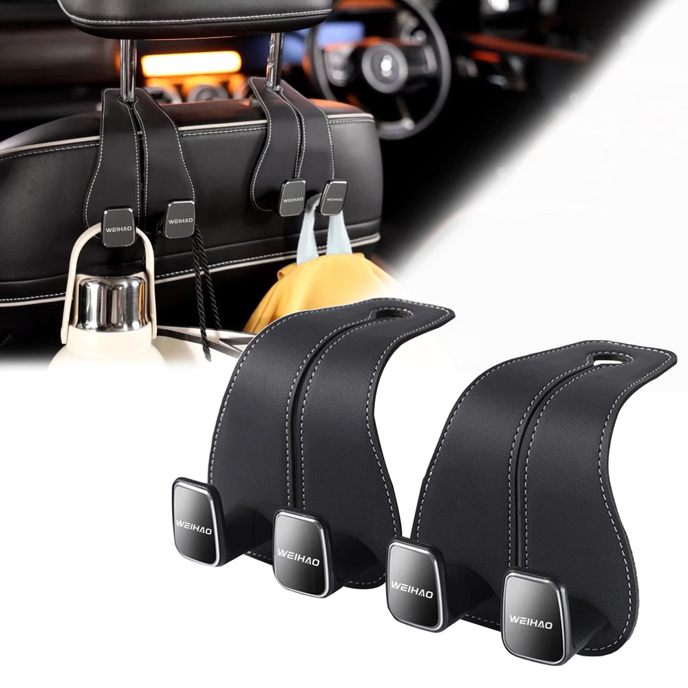 WEIHAO front view on headrest showing tidy storage benefit