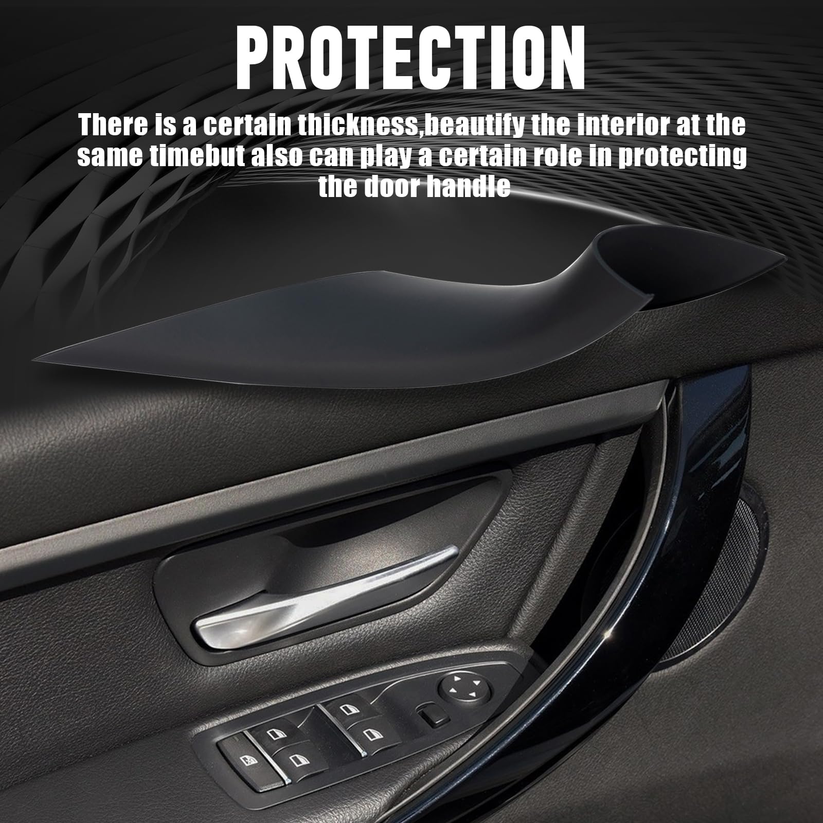 WEILEITE handle cover installed on BMW door interior demonstrating seamless fit