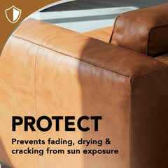 Weiman being applied to a leather sofa to restore sheen and softness