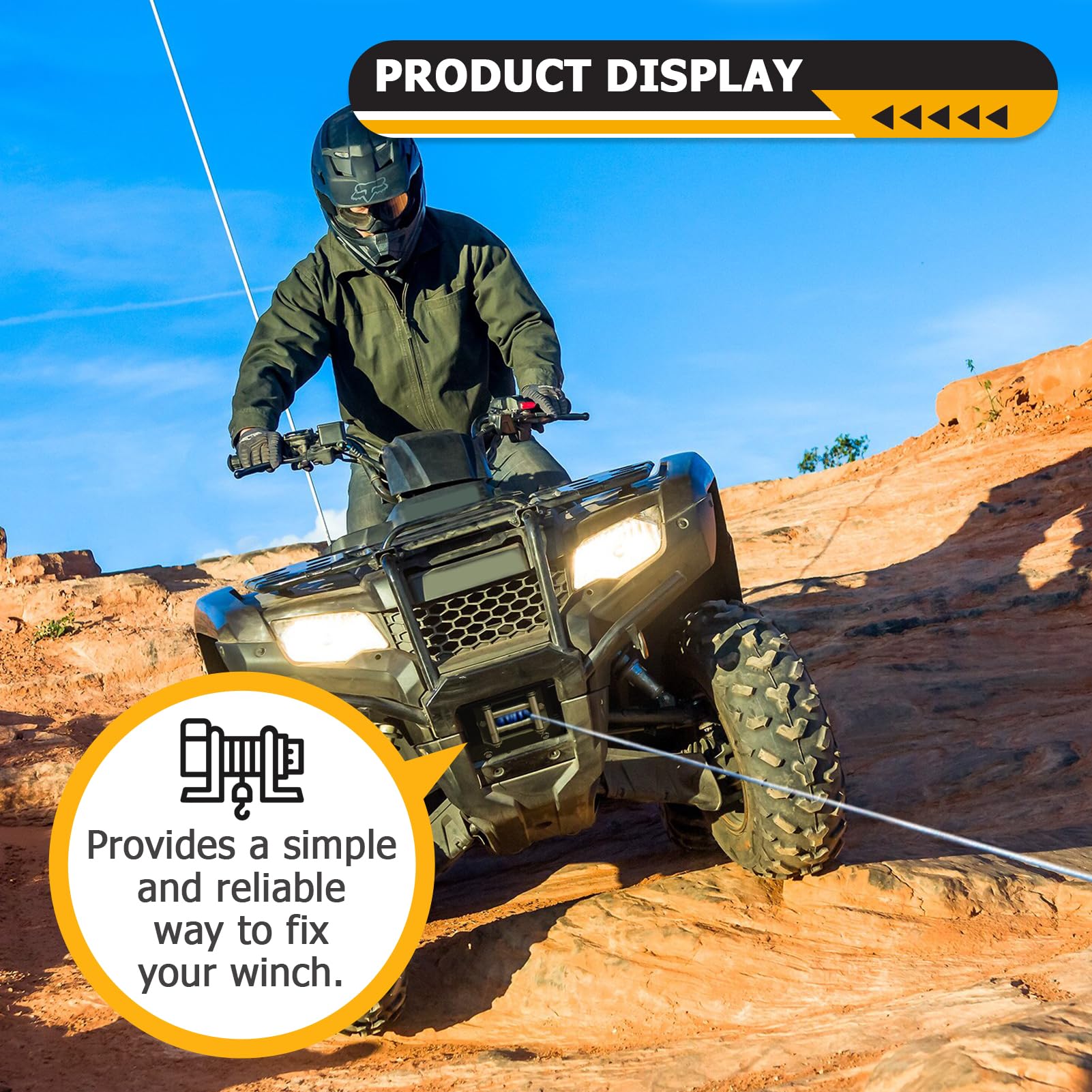 WeiSen winch mount on ATV in offroad setting showing rugged use and dependable performance