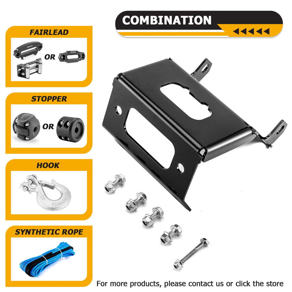 WeiSen winch mount with measurement and hardware layout aiding correct winch alignment