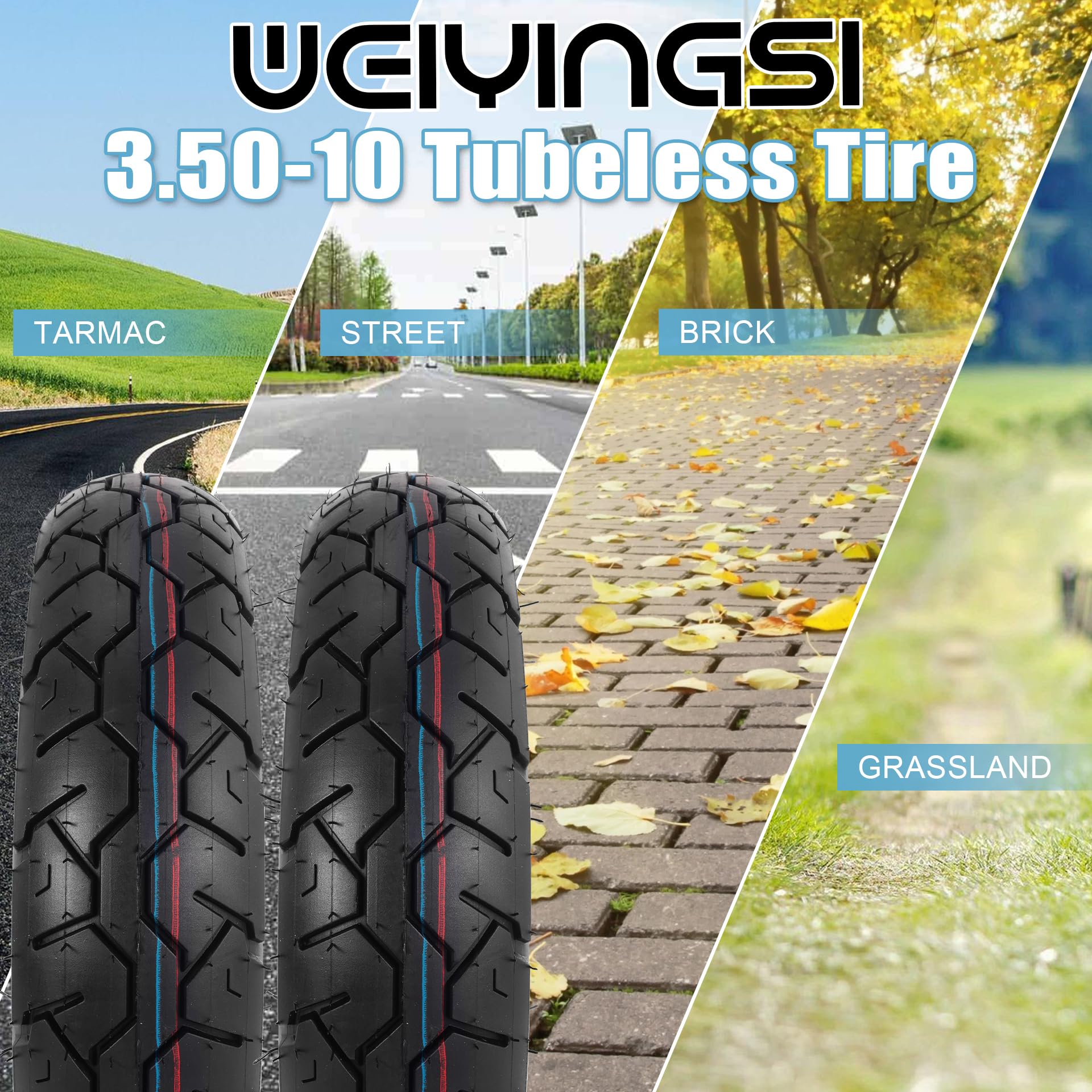 WEIYINGSI tire mounted on scooter demonstrating road grip benefit