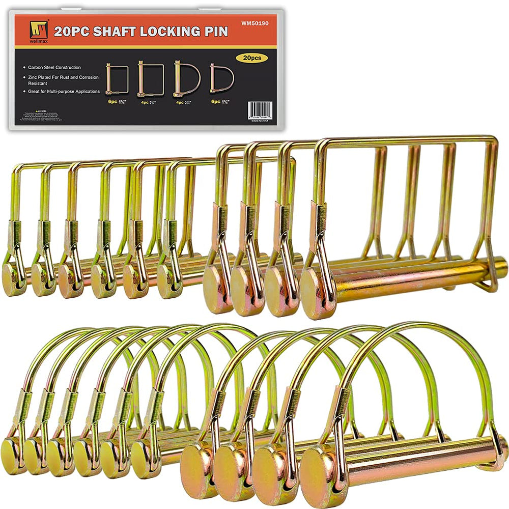 Wellmax front packaging showing all twenty gold zinc-plated pins and count for quick selection