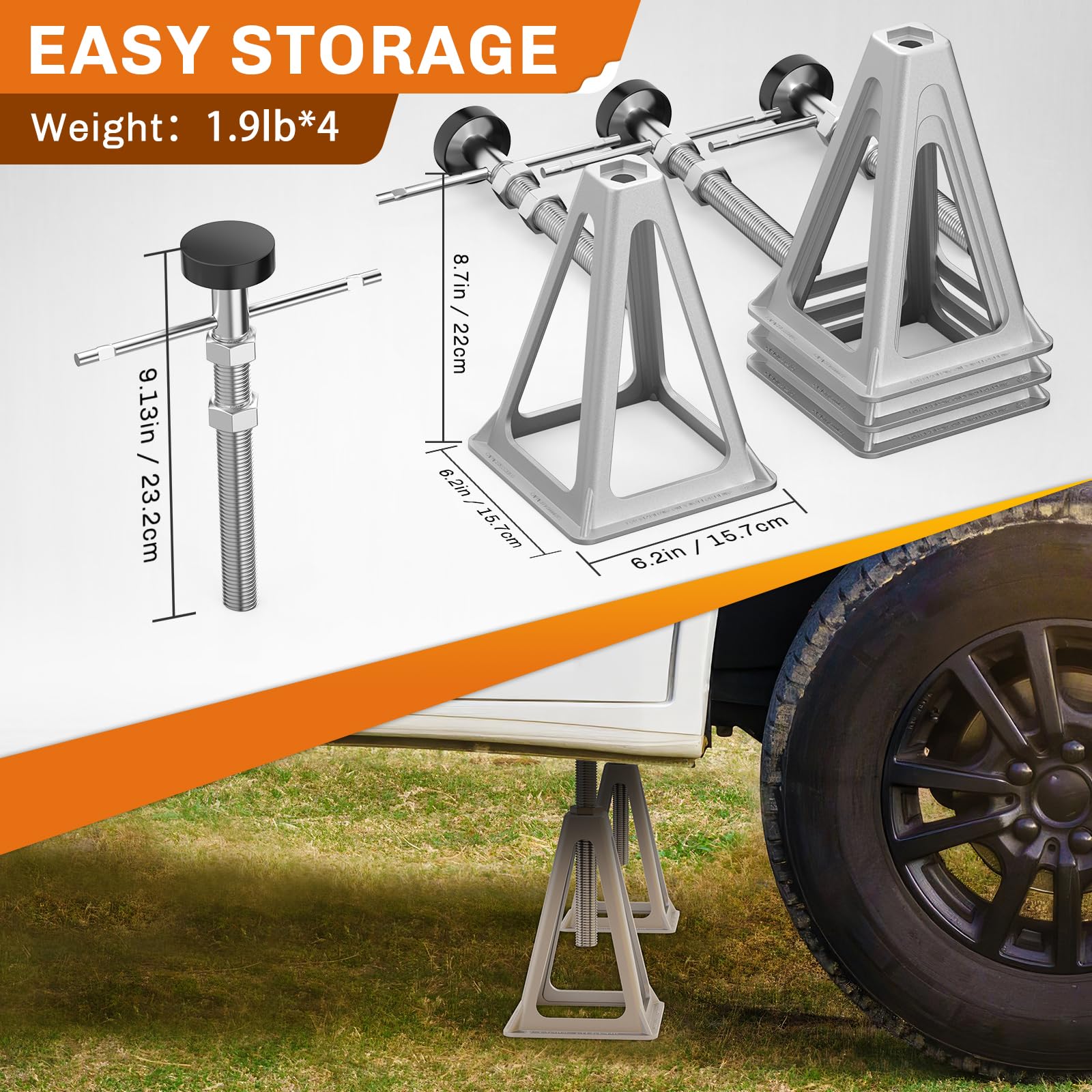 WELLUCK jack installed under RV chassis providing firm support and preventing sway