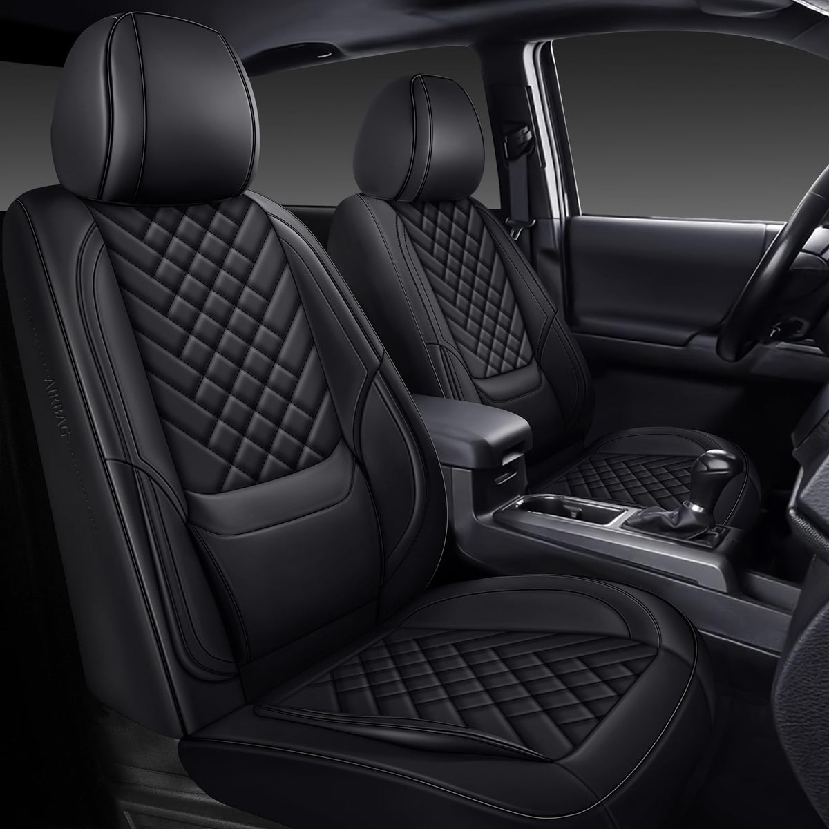 WENNFOUR front seat covers installed showing clean truck interior and protection