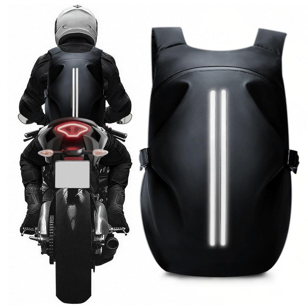 WEPLAN front view of helmet backpack showing streamlined shape and capacity benefit