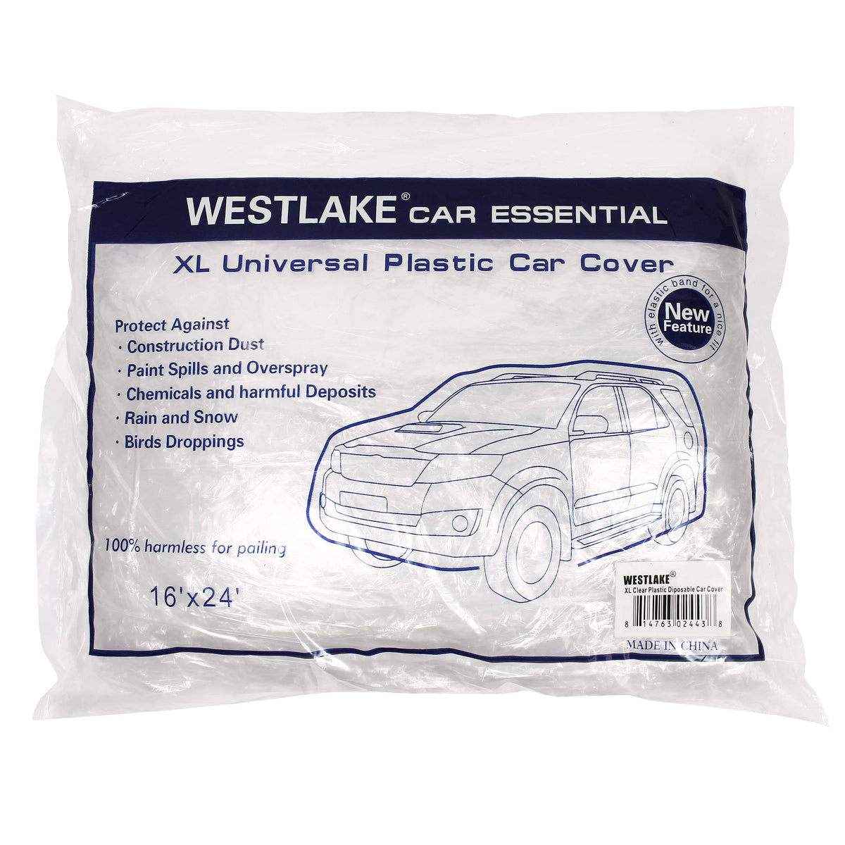 West Lake front view of clear cover showing full vehicle protection and visibility