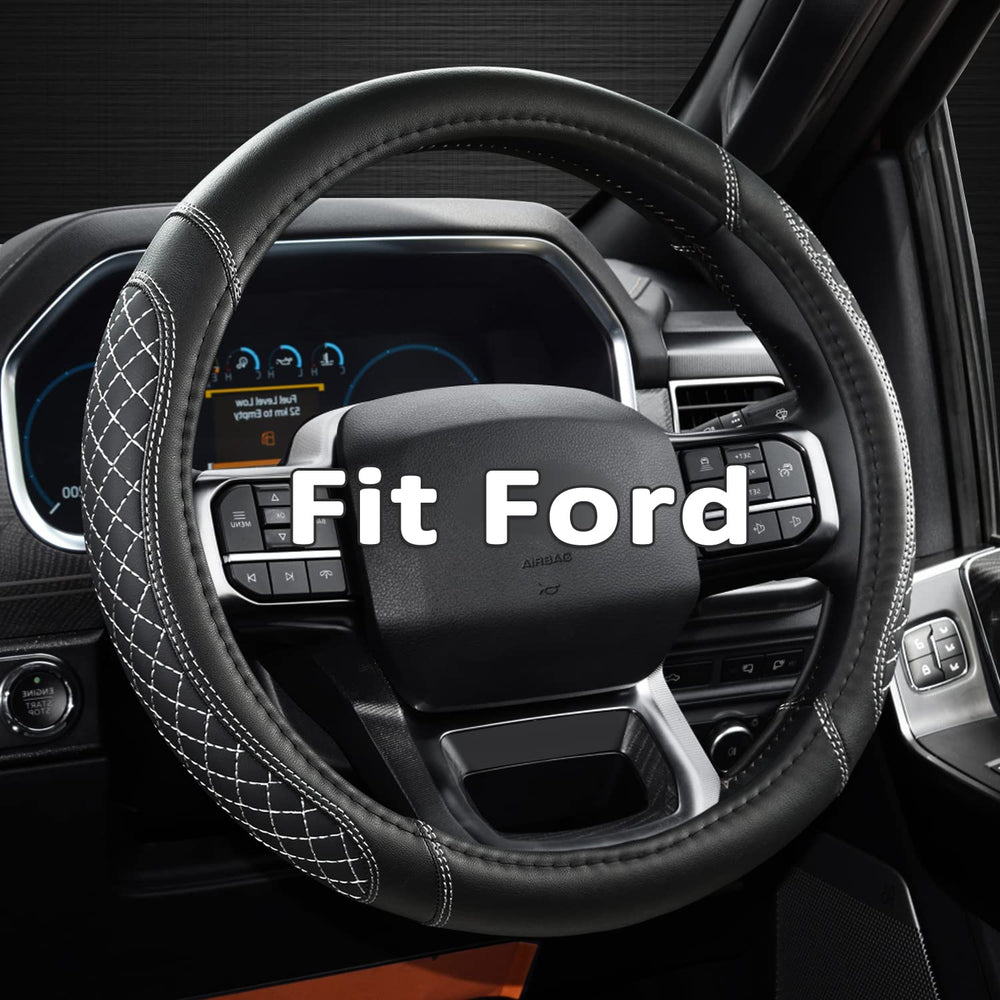 West Llama front view of quilted steering wheel cover showing refined styling and protection