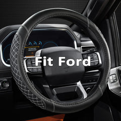 West Llama front view of quilted steering wheel cover showing refined styling and protection