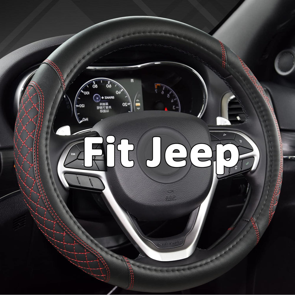 West Llama front view steering wheel cover showing diamond quilted style and fit benefits