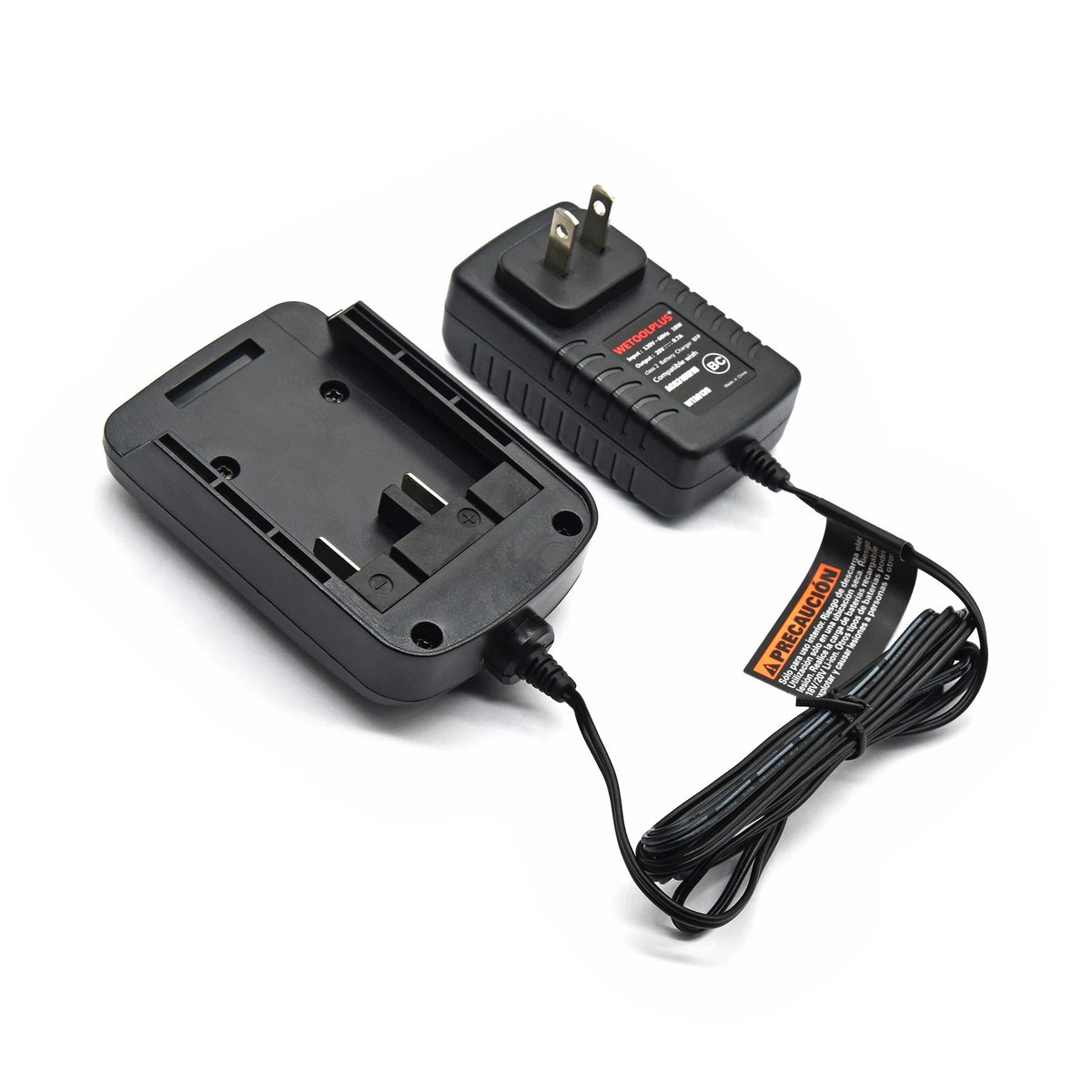 WETOOLPLUS front view of charger showing compact design and easy storage benefit