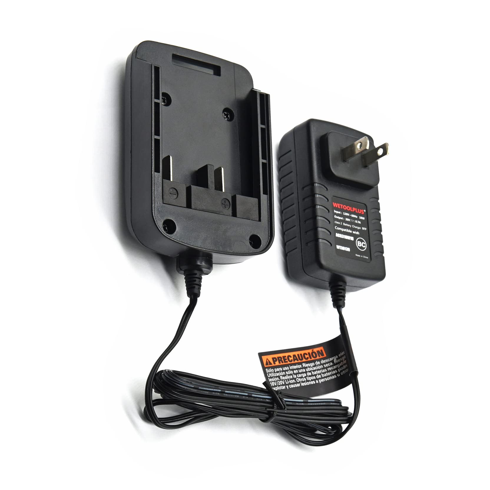 WETOOLPLUS charger on a workbench highlighting reliable overnight charging safety