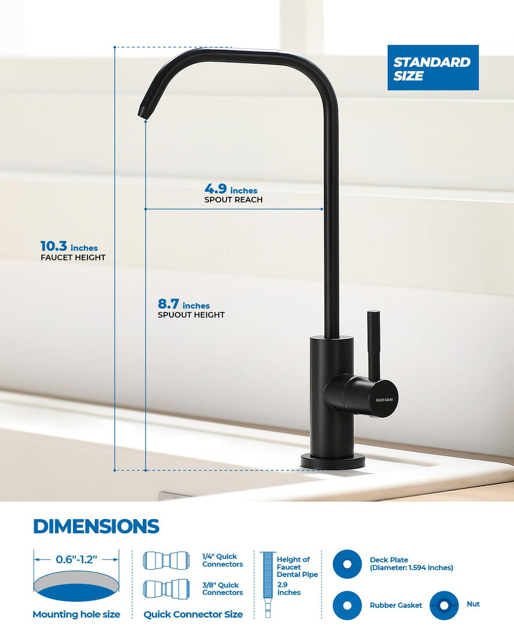 WEWE ceramic cartridge detail offering smooth operation and durability benefit