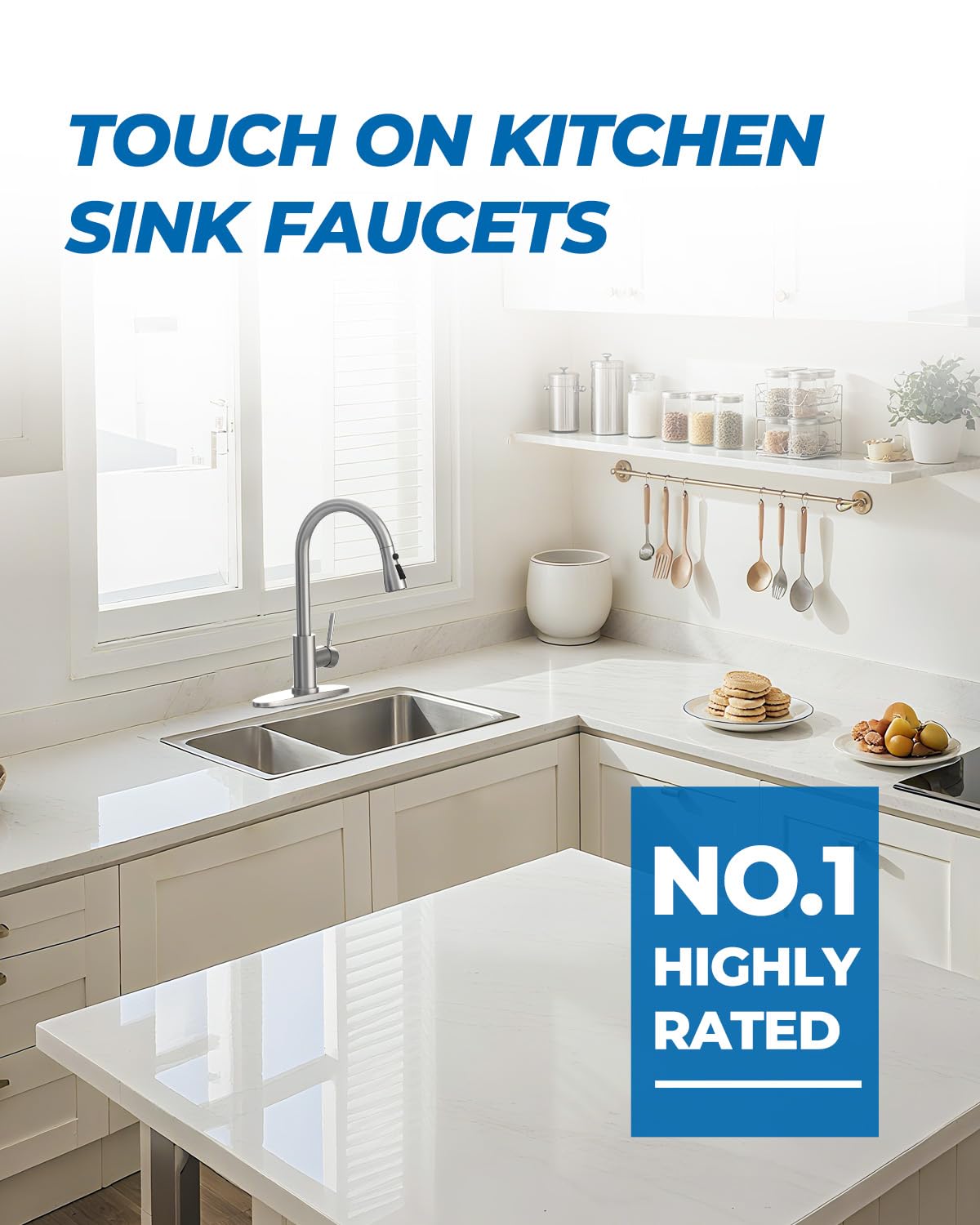 WEWE faucet in a kitchen lifestyle scene illustrating coordinated modern look benefit