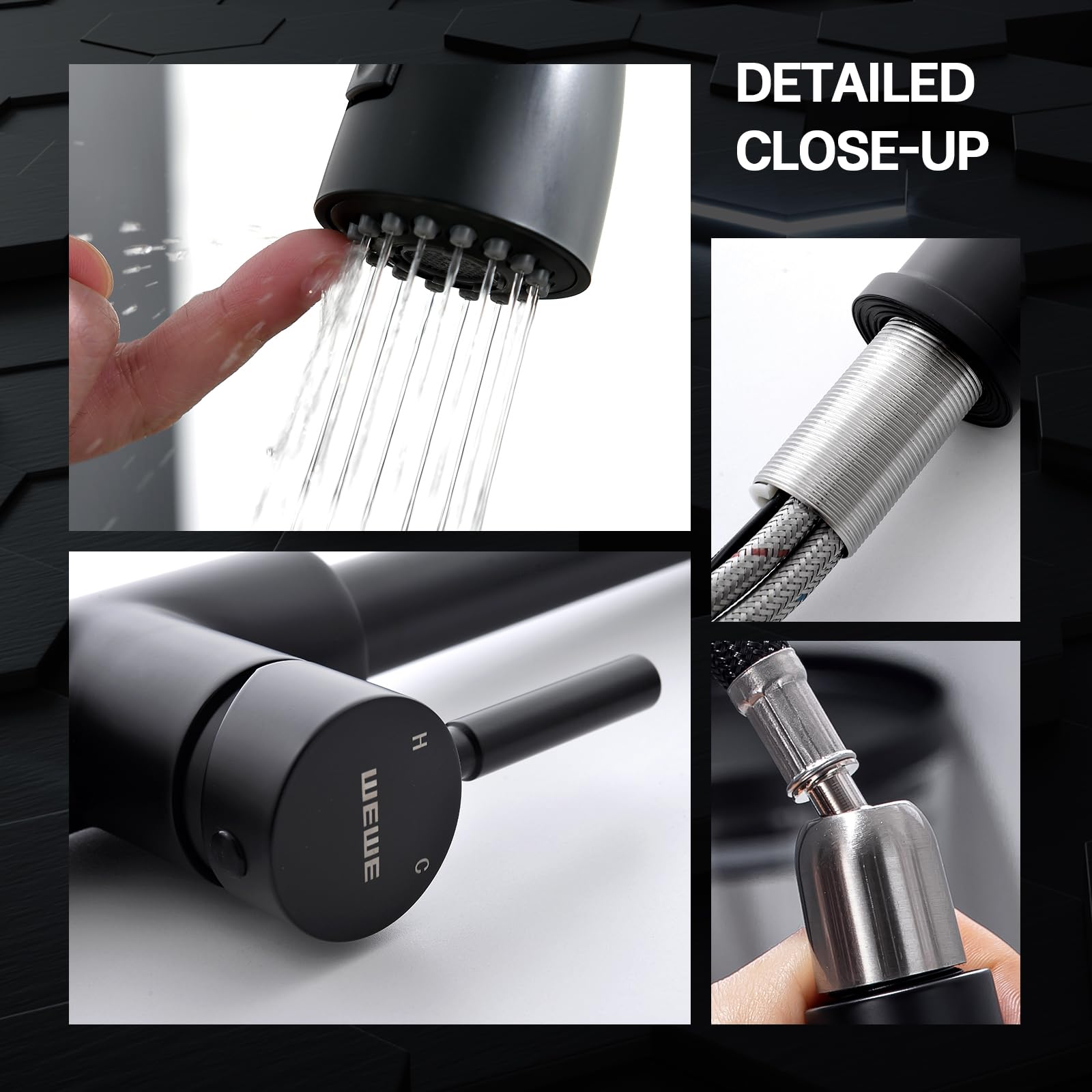 WEWE hose retraction gravity ball detail for smooth guided sprayer return